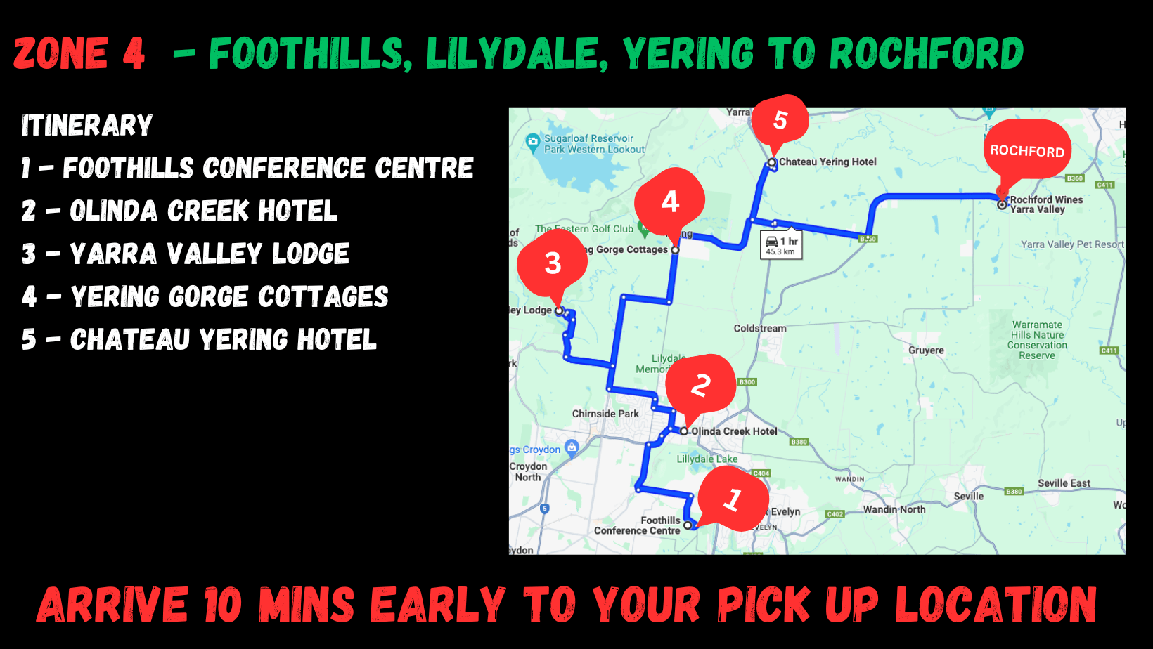 Zone 4 Foothills, Lilydale, Yering to Rochford